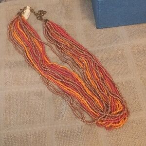 Warm Tone Beaded Necklace Multi Strand.Nwt